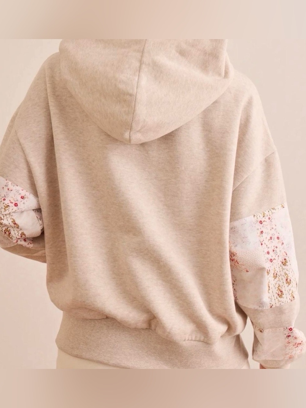 NEW Altar’d State AS Revival Oatmeal Patchwork Floral Pullover Hoodie Size XS